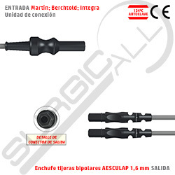 CABLE CON ENTRADA MARTIN-BERCHTOLD-INTEGRA Y SALIDA ENCHUFE TIJERAS BIPOLARES AESCULAP 1.6 mm
